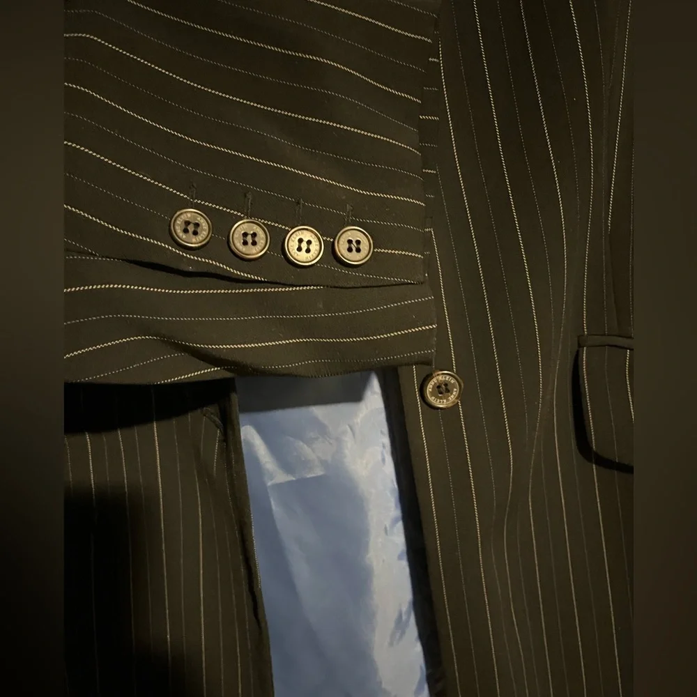 ANNE KLEIN - Pant Suit. Black Pinstripe Blazer and Pants. - Picture 6 of 15